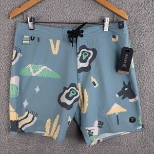 NEW‎ Roark Board Shorts Mens 31 Dusty Blue Passage Viaje Swim Trunks 18" Outseam